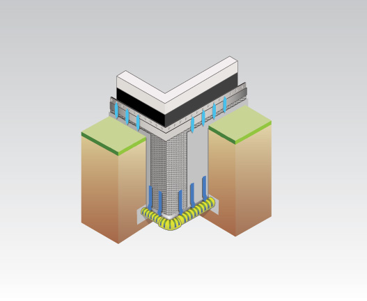 Geotextile underground membrane, for protecting foundations