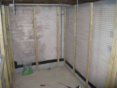 Membrane on walls with battens fixed.